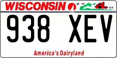 WI license plate 938XEV
