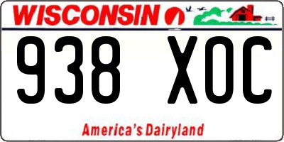 WI license plate 938XOC