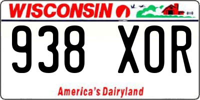 WI license plate 938XOR