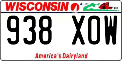 WI license plate 938XOW