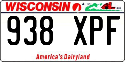 WI license plate 938XPF
