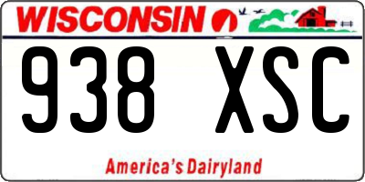 WI license plate 938XSC