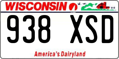 WI license plate 938XSD