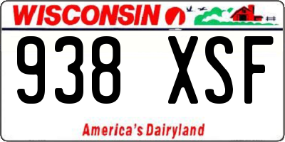 WI license plate 938XSF