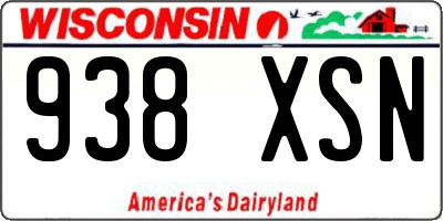 WI license plate 938XSN