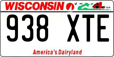 WI license plate 938XTE