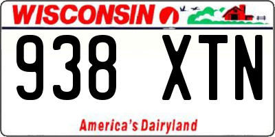 WI license plate 938XTN
