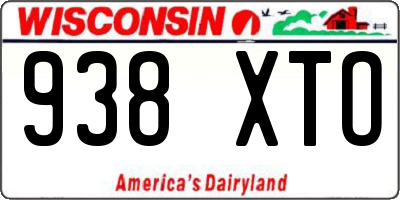 WI license plate 938XTO