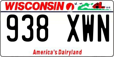 WI license plate 938XWN