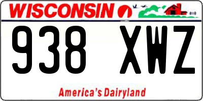 WI license plate 938XWZ
