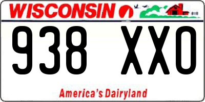 WI license plate 938XXO