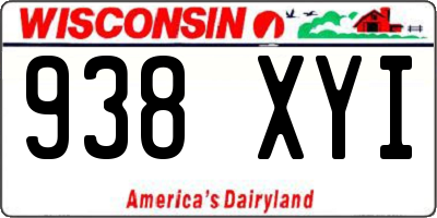 WI license plate 938XYI