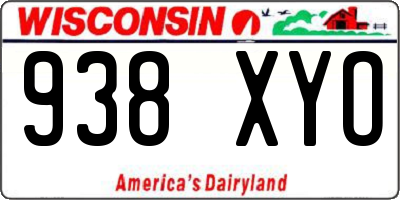 WI license plate 938XYO