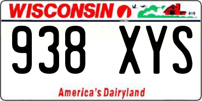 WI license plate 938XYS