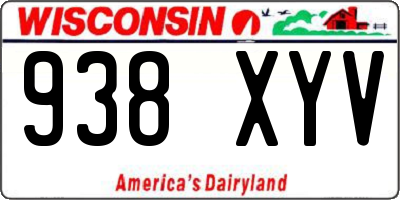 WI license plate 938XYV