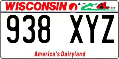 WI license plate 938XYZ