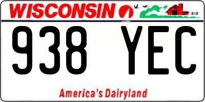 WI license plate 938YEC