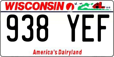 WI license plate 938YEF