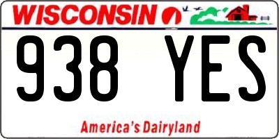 WI license plate 938YES