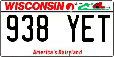 WI license plate 938YET