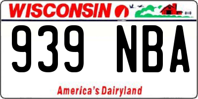 WI license plate 939NBA