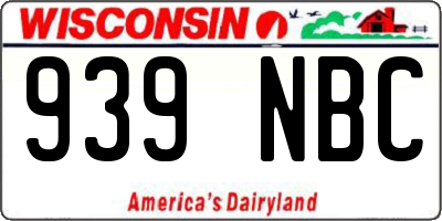 WI license plate 939NBC