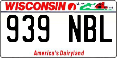 WI license plate 939NBL
