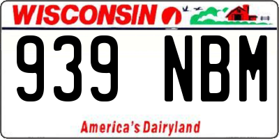 WI license plate 939NBM