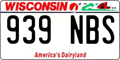 WI license plate 939NBS