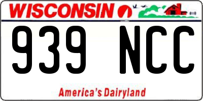 WI license plate 939NCC