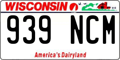 WI license plate 939NCM