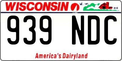 WI license plate 939NDC