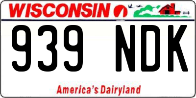 WI license plate 939NDK
