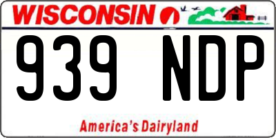 WI license plate 939NDP