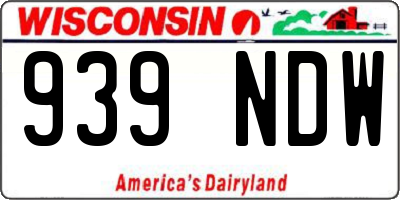 WI license plate 939NDW