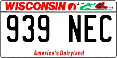WI license plate 939NEC