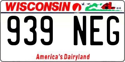 WI license plate 939NEG