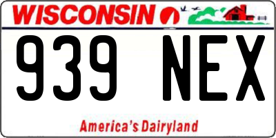 WI license plate 939NEX