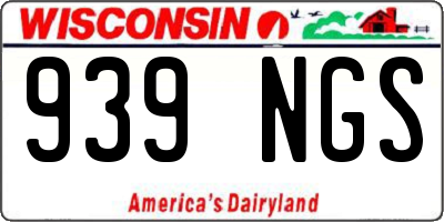 WI license plate 939NGS