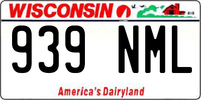 WI license plate 939NML