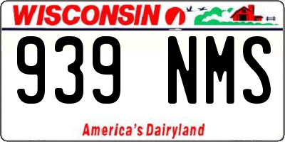 WI license plate 939NMS