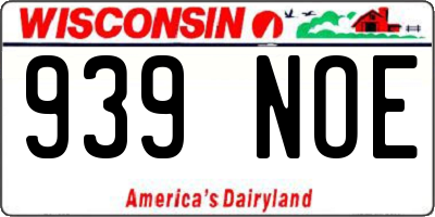 WI license plate 939NOE