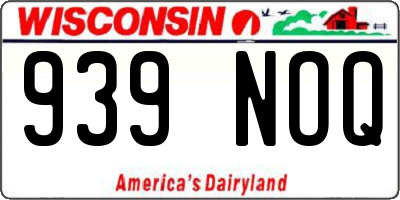 WI license plate 939NOQ