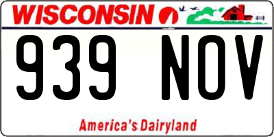 WI license plate 939NOV
