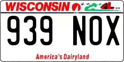 WI license plate 939NOX