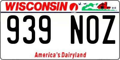 WI license plate 939NOZ