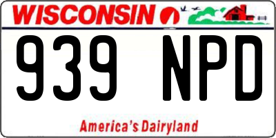 WI license plate 939NPD