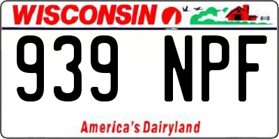WI license plate 939NPF