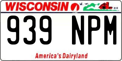 WI license plate 939NPM