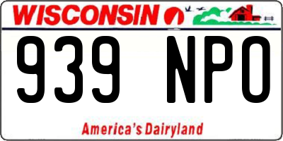 WI license plate 939NPO